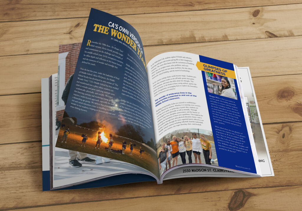 Clarksville Academy White Columns magazine layout